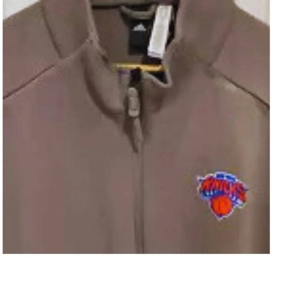 Adidas Mens New York Knicks Full Zip Warmup Jacket Size 2XL Gray NYC Team Logo